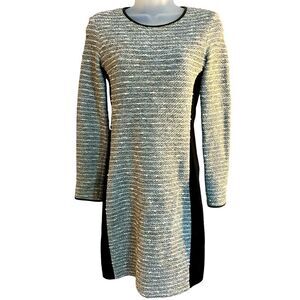 Veronica Beard Silver and Black Stretchy Leather Trim Mini Dress Size 0